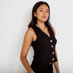 Gilet cintr&eacute; sans manches col v noir femme
