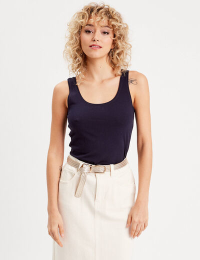 Débardeur bretelles larges bleu marine femme