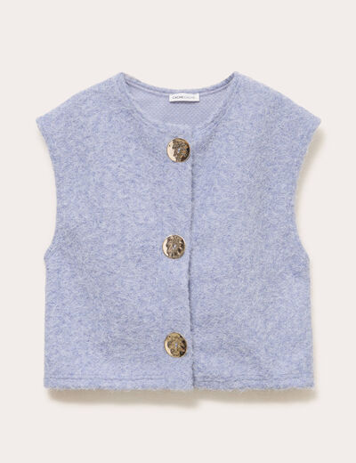 Gilet sans manches effet polaire bleu gris femme