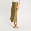 Jupe longue trapèze satin vert foncé femme