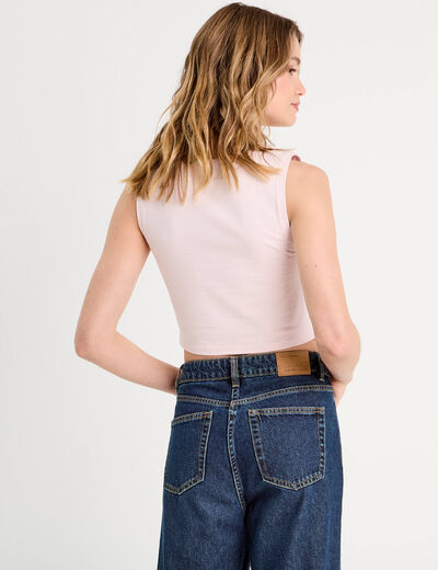 Débardeur cropped rose clair femme