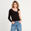 Pull asymétrique noir femme
