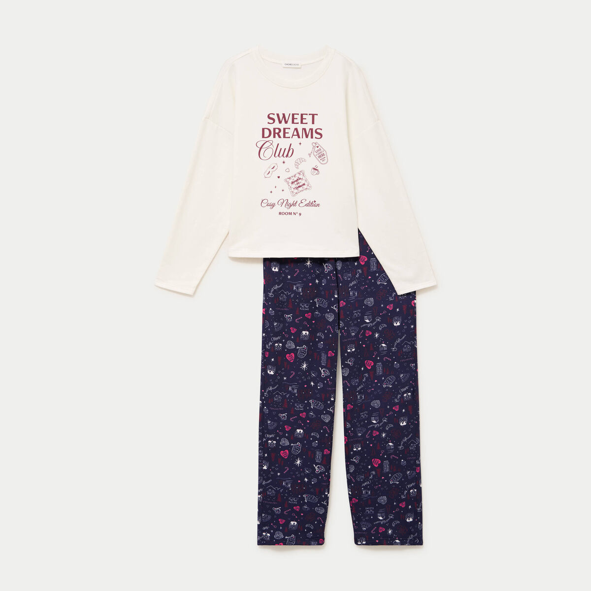 Lot de 2 pyjamas manches longues bleu femme
