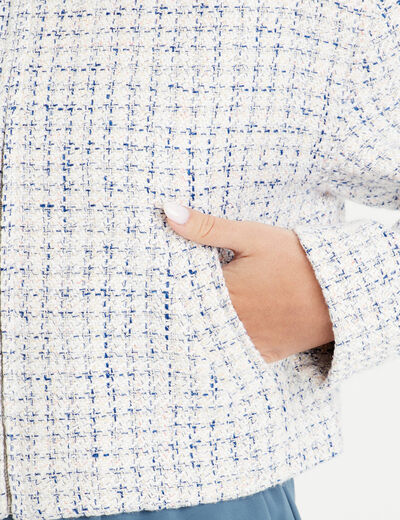 Veste courte oversize zippée blanc femme