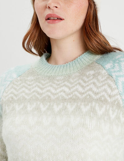 Pull manches longues vert pastel femme