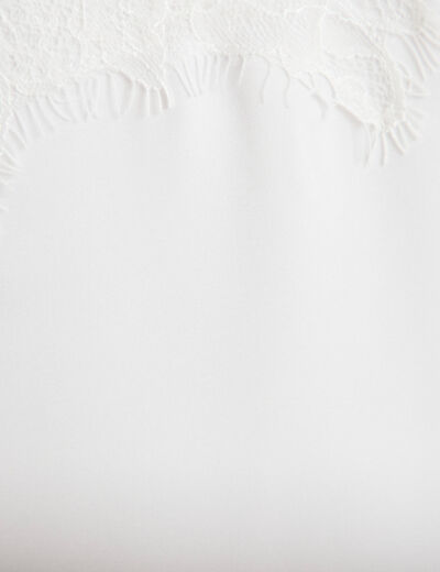 D&eacute;bardeur ajust&eacute; d&eacute;collet&eacute; dentelle ecru femme