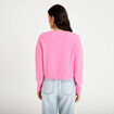 Gilet col rond manches longues avec lien rose clair femme