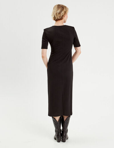 Robe longue ajustée noir femme