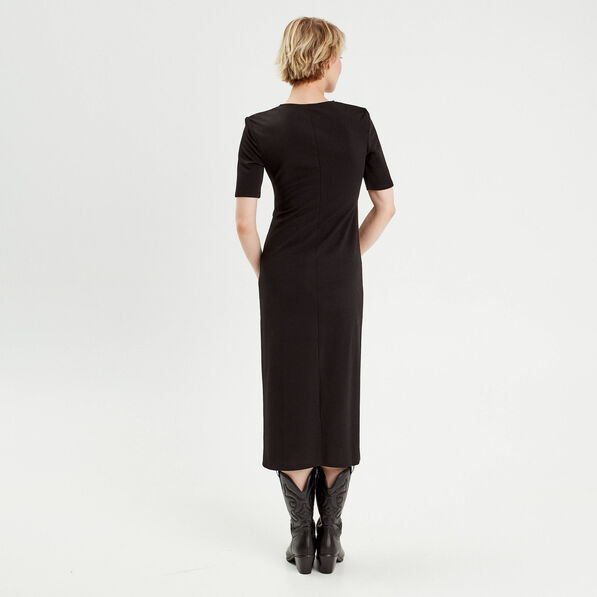 Robe longue ajustée noir femme