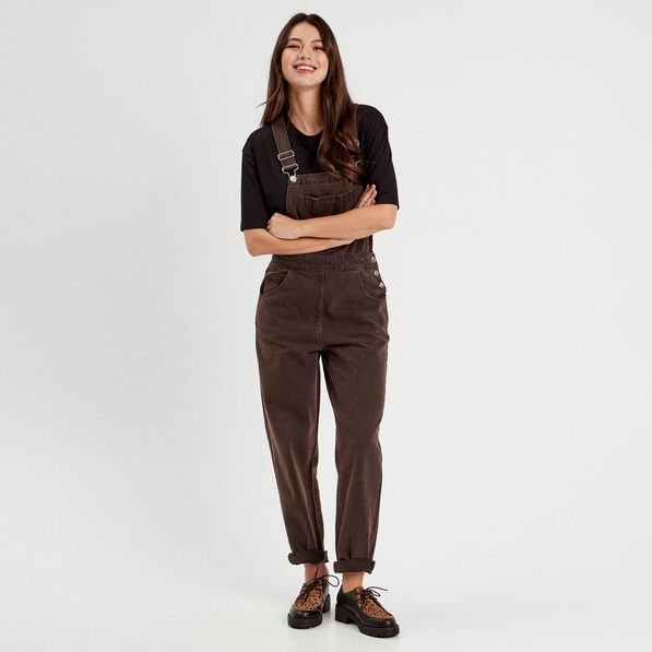 salopette droite en jean marron fonce femme Salopette droite en jean marron foncé femme
