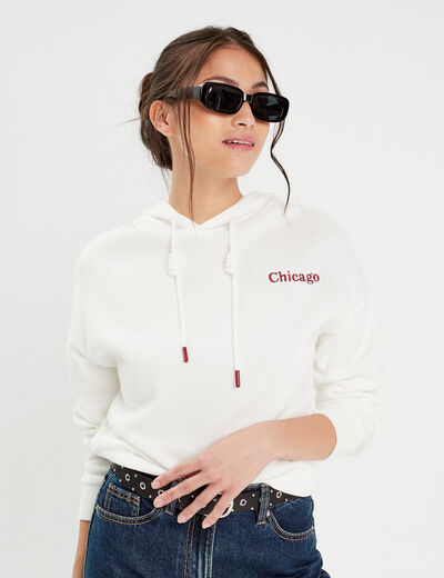 Sweat à capuche ecru femme