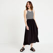 Robe longue effet 2-en-1 bleu marine femme