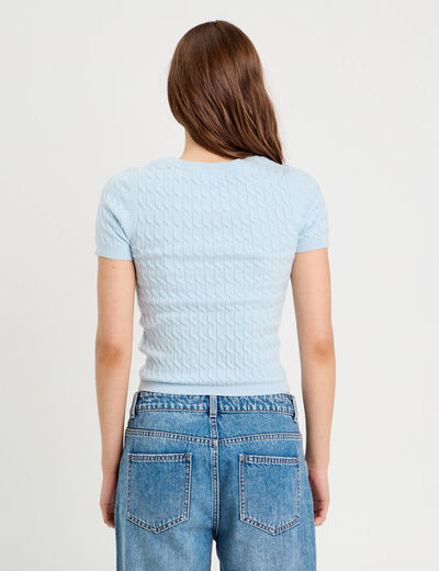 T-shirt manches courtes bleu pastel femme