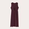 Robe midi évasée sans manches prune femme