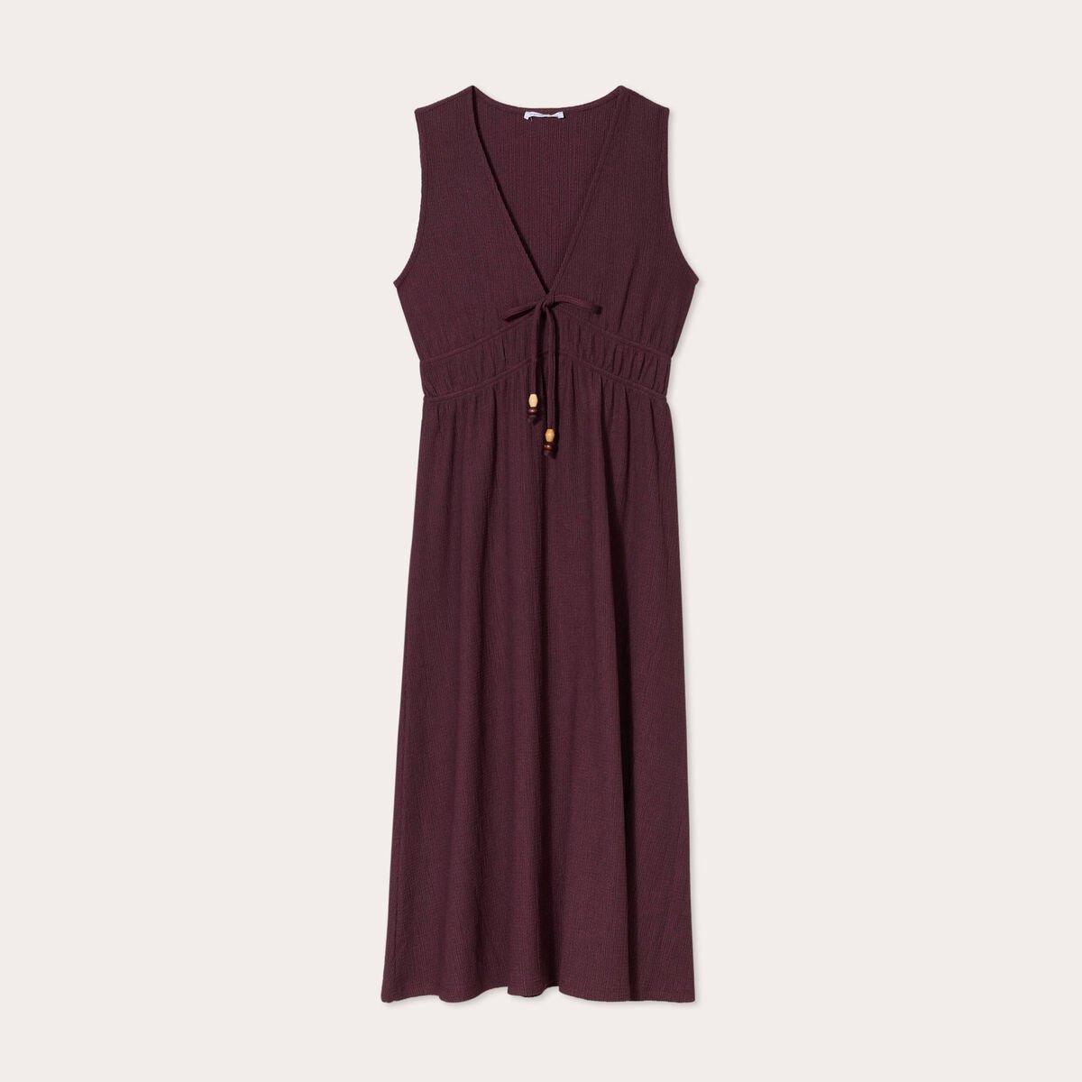 Robe midi évasée sans manches prune femme