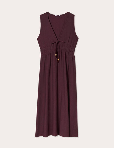 Robe midi évasée sans manches prune femme