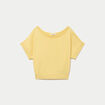 Pull ample cropped manches courtes jaune pastel femme