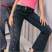 Jean bootcut taille basse denim noir femme