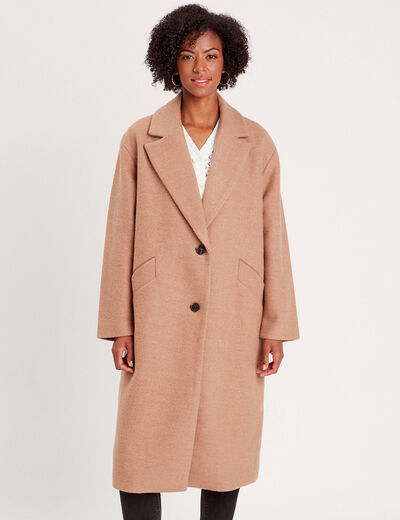 Manteau long oversize camel femme