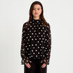 Blouse droite voile manches longues noir femme