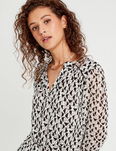 Blouse manches longues blanc femme