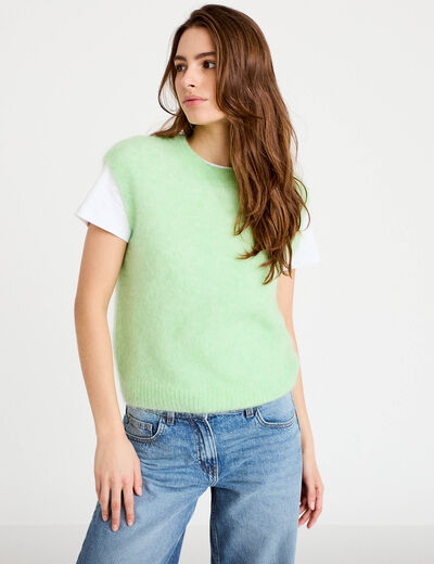 Pull sans manches vert pastel femme
