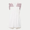 Robe courte &eacute;vas&eacute;e col v manches courtes blanc femme