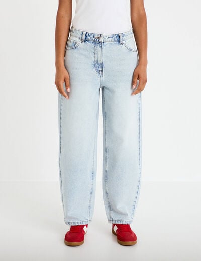 Jean barrel cropped taille standard denim bleach femme