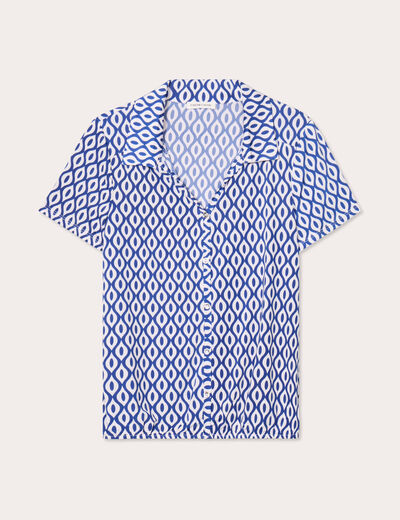 Blouse manches courtes bleu electrique femme
