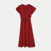 Robe longue &eacute;vas&eacute;e manches courtes orange fonc&eacute; femme