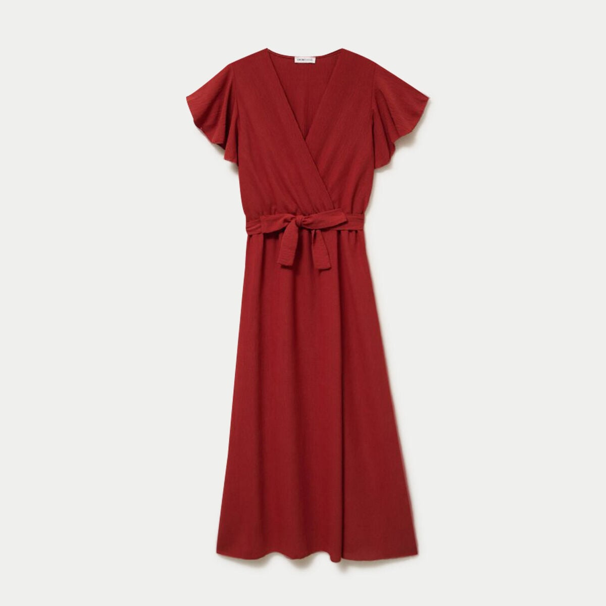 Robe longue &eacute;vas&eacute;e manches courtes orange fonc&eacute; femme