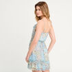 Robe évasée volants bleu femme