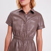 Robe droite boutonnée taupe femme