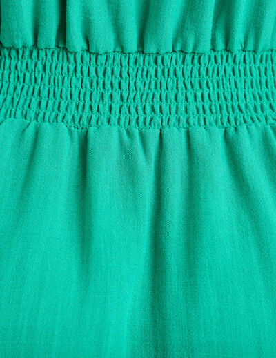 Robe &eacute;vas&eacute;e 3/4 col v bretelles vert femme