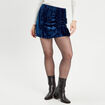 Jupe-short ajustée velours bleu foncé femme