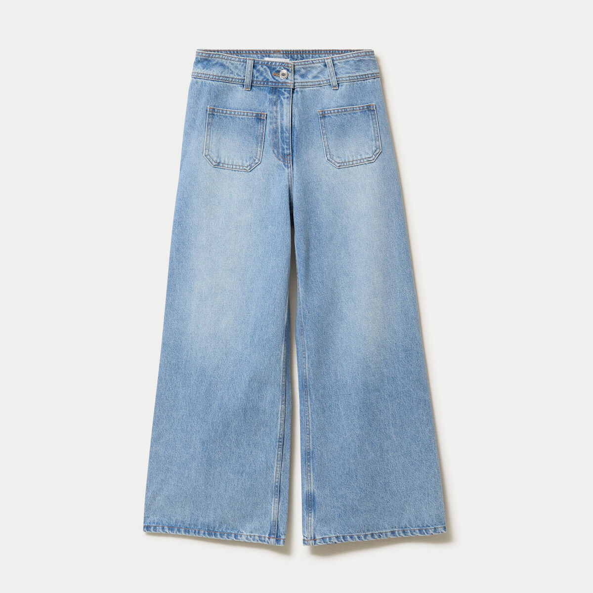 Jean wide leg cropped taille haute denim triple stone femme
