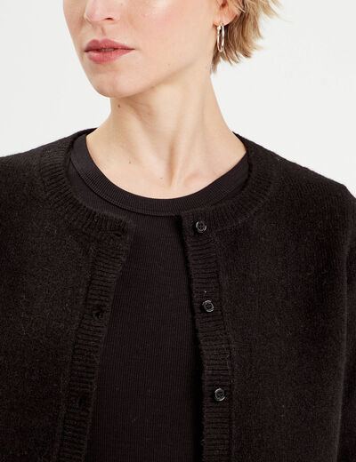 Gilet boutonné manches longues noir femme