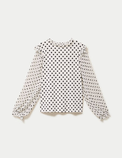 Blouse droite voile manches longues blanc femme