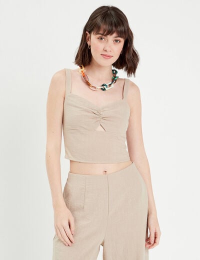 Bustier bretelles fines beige femme