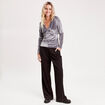 T-shirt velours cintré gris argent femme