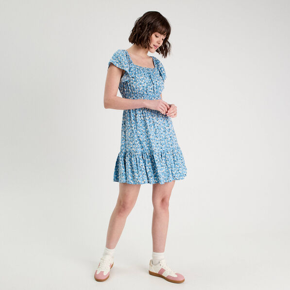 robe evasee manches courtes bleu femme Robe évasée manches courtes bleu femme