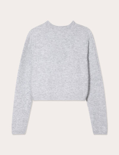 Pull manches longues cropped gris foncé femme