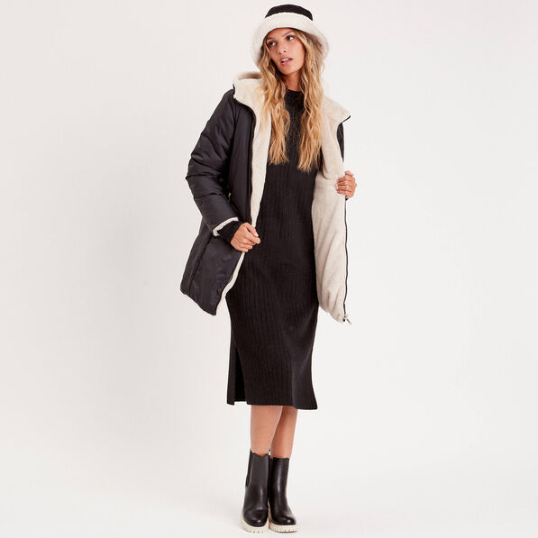 parka reversible a capuche noir femme Parka réversible à capuche noir femme