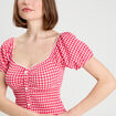 Blouse cropped rose framboise femme