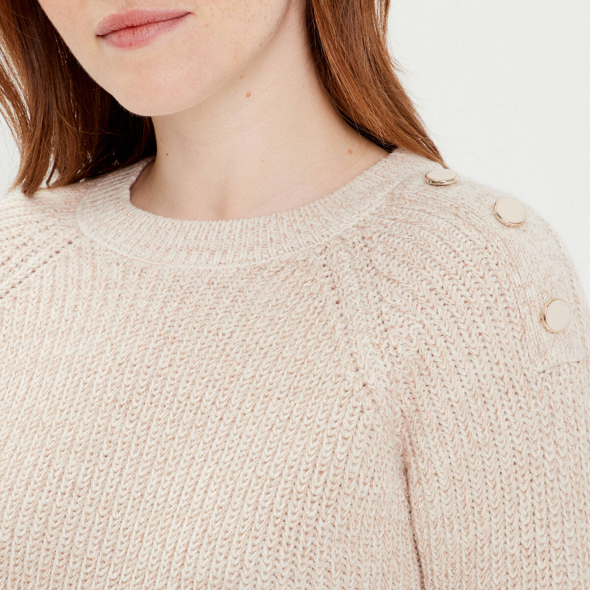Pull manches longues ivoire femme