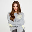 Gilet ample col rond manches longues gris clair femme