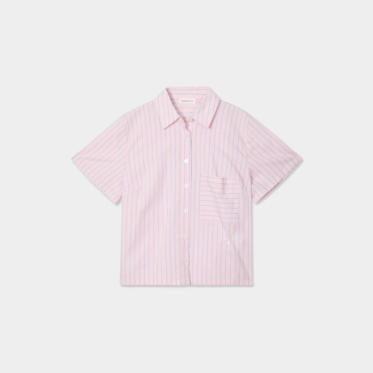 Chemise manches courtes rose clair femme