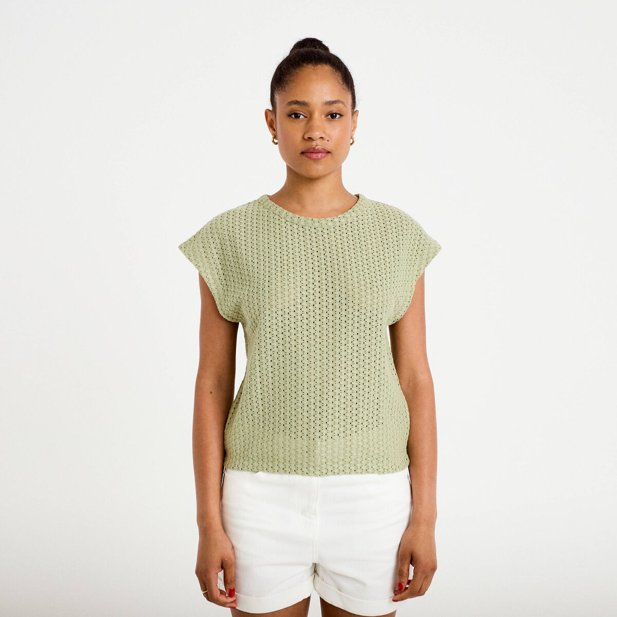D&eacute;bardeur ajour&eacute; vert kaki femme