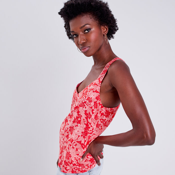 Débardeur bretelles larges rouge femme