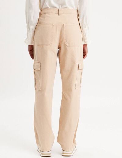 Pantalon large cargo sable femme